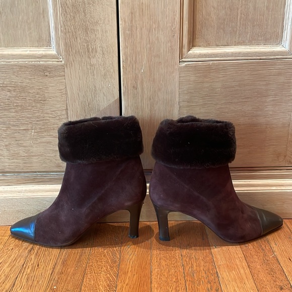 Valentino Couture Brown Suede Faux-Fur Trimmed Boots, Size 38.5 - Picture 4 of 15